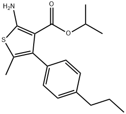 2-氨基-5-甲基-4-(4-丙基苯基)噻吩-3-甲酸异丙酯 结构式