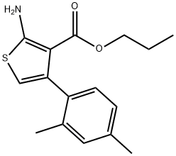 2-氨基-4-(2,4-二甲基苯基)噻吩-3-甲酸丙酯 结构式