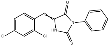 (5E)-5-(2,4-dichlorobenzylidene)-2-mercapto-3-phenyl-3,5-dihydro-4H-imidazol-4-one,444061-38-5,结构式