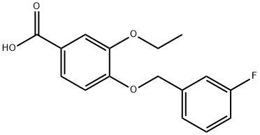 3-乙氧基-4-(3-氟苄基)氧基-苯甲酸 结构式