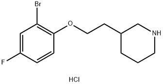 3-[2-(2-Bromo-4-fluorophenoxy)ethyl]piperidinehydrochloride 化学構造式