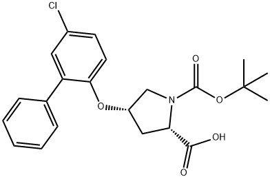 (2S,4S)-1-(tert-Butoxycarbonyl)-4-[(5-chloro[1,1'-biphenyl]-2-yl)oxy]-2-pyrrolidinecarboxylic acid,1354486-36-4,结构式