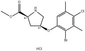 Methyl (2S,4S)-4-(2-bromo-4-chloro-3,5-dimethyl-phenoxy)-2-pyrrolidinecarboxylate hydrochloride Structure