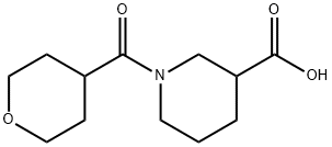 1-(Tetrahydro-2H-pyran-4-ylcarbonyl)-3-piperidinecarboxylic acid 化学構造式