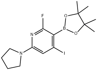 2-Fluoro-4-iodo-6-(pyrrolidin-1-yl)-3-(4,4,5,5-tetramethyl-1,3,2-dioxaborolan-2-yl)pyridine Structure