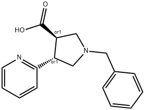 trans-1-Benzyl-4-(pyridin-2-yl)pyrrolidine-3-carboxylic acid Struktur