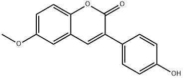3-(4-ヒドロキシフェニル)-6-メトキシ-2H-クロメン-2-オン 化学構造式