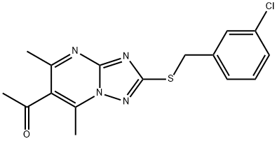 1-[2-[(3-氯苄基)硫代]-5,7-二甲基-[1,2,4]三唑并[1,5-A]嘧啶-6-基]乙酮, 895360-66-4, 结构式