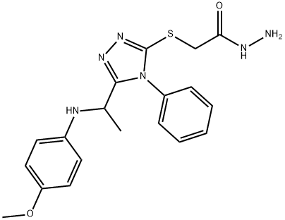 2-[(5-{1-[(4-甲氧苯基)氨基]乙基}-4-苯基-4H-1,2,4-三唑-3-基)硫代]乙酰肼, 1306739-37-6, 结构式