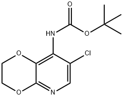 叔丁基(7-氯-2,3-二氢 - [1,4]二氧杂环己二烯并[2,3-B]吡啶-8-基)氨基甲酸叔丁酯,1346447-03-7,结构式