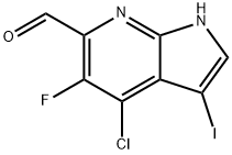 4-氯-5-氟-3-碘-7H-吡咯并[2,3-B]吡啶-6-甲醛 结构式