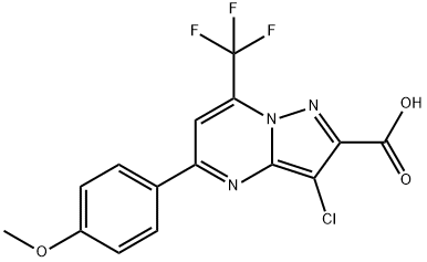 3-Chloro-5-(4-methoxyphenyl)-7-(trifluoromethyl)-pyrazolo[1,5-a]pyrimidine-2-carboxylic acid Structure