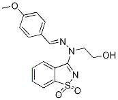 4-甲氧基苯甲醛(1,1-二氧代-1,2-苯并异噻唑-3-基)(2-羟基乙基)腙 结构式