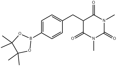 1,3-Dimethyl-5-[4-(4,4,5,5-tetramethyl-[1,3,2]dioxa-borolan-2-yl)-benzyl]-pyrimidine-2,4,6-trione Structure