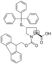 (2S,4R)-4-(Tritylthio)pyrrolidine-2-carboxylic acid, N-FMOC protected Structure