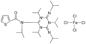 1,3,5-(Triisopropyl)-4,5-diisopropylimino-2-(thien-2-ylcarboxamido-N-isopropyl)-1,3,5-triazoline tetrachloroferrate