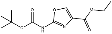 Ethyl 2-[(tert-butoxycarbonyl)amino]-1,3-oxazole-5-carboxylate 化学構造式