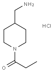 1-[4-(Aminomethyl)piperidin-1-yl]propan-1-one hydrochloride, 4-(Aminomethyl)-1-propionylpiperidine hydrochloride 结构式