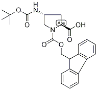 (2S,4R)-4-Aminopyrrolidine-2-carboxylic acid, 4-BOC, N1-FMOC protected Structure