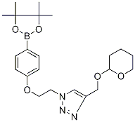 4-(2-{4-[(Tetrahydro-2H-pyran-2-yloxy)methyl]-1H-1,2,3-triazol-1-yl}ethoxy)benzeneboronic acid, pinacol ester 化学構造式