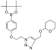 4-(2-{4-[(Tetrahydro-2H-pyran-2-yloxy)methyl]-1H-1,2,3-triazol-1-yl}ethoxy)benzeneboronic acid, pinacol ester Structure