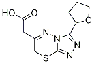 6-(Carboxymethyl)-3-(tetrahydrofuran-2-yl)-7H-[1,2,4]triazolo[3,4-b][1,3,4]thiadiazine 化学構造式
