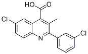 6-Chloro-2-(3-chlorophenyl)-3-methylquinoline-4-carboxylic acid 化学構造式