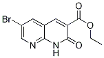 6-Bromo-1,2-dihydro-3-(ethoxycarbonyl)-2-oxo-1,8-naphthyridine 化学構造式