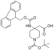 (4-Aminopiperidin-4-yl)acetic acid, N1-BOC N4-FMOC protected,,结构式