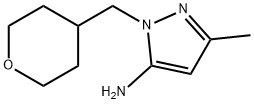 3-メチル-1-(オキサン-4-イルメチル)-1H-ピラゾール-5-アミン 化学構造式