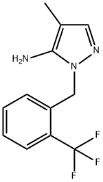 4-メチル-1-[2-(トリフルオロメチル)ベンジル]-1H-ピラゾール-5-アミン 化学構造式