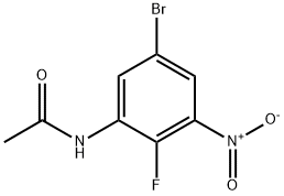 N-(5-Bromo-2-fluoro-3-nitrophenyl)acetamide, 3-Acetamido-5-bromo-2-fluoronitrobenzene 化学構造式