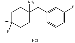 4,4-Difluoro-1-[(3-fluorophenyl)methyl]cyclohexan-1-amine hydrochloride Struktur