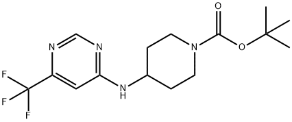 TERT-ブチル 4-〔[6-(トリフルオロメチル)ピリミジン-4-イル]アミノ〕ピペリジン-1-カルボキシレート 化学構造式
