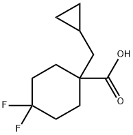 1-(Cyclopropylmethyl)-4,4-difluorocyclohexane-1-carboxylic acid Struktur