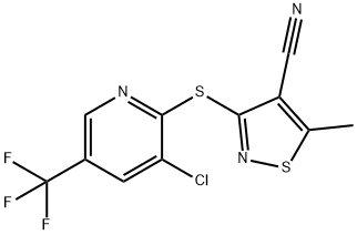 3-{[3-Chloro-5-(trifluoromethyl)pyridin-2-yl]thio}-4-cyano-5-methylisothiazole 97% Struktur