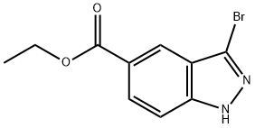 3-ブロモ-1H-インダゾール-5-カルボン酸エチル 化学構造式