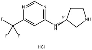N-[(3R)-ピロリジン-3-イル]-6-(トリフルオロメチル)ピリミジン-4-アミン二塩酸塩 化学構造式