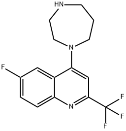 1-[6-Fluoro-2-(trifluoromethyl)quinolin-4-yl]homopiperazine 97% 化学構造式