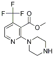 Methyl 2-(piperazin-1-yl)-4-(trifluoromethyl)pyridine-3-carboxylate, 3-(Methoxycarbonyl)-2-(piperazin-1-yl)-4-(trifluoromethyl)pyridine, 1-[3-(Methoxycarbonyl)-4-(trifluoromethyl)pyridin-2-yl]piperazine Structure
