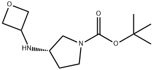 (S)-TERT-ブチル 3-(オキセタン-3-イルアミノ)ピロリジン-1-カルボキシレート 化学構造式
