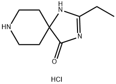 2-エチル-1,3,8-トリアザスピロ[4.5]デカ-1-エン-4-オン塩酸塩 化学構造式