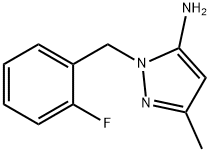 1-(2-フルオロベンジル)-3-メチル-1H-ピラゾール-5-アミン 化学構造式