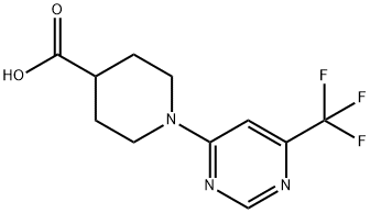 1-[6-(Trifluoromethyl)pyrimidin-4-yl]piperidine-4-carboxylic acid Struktur