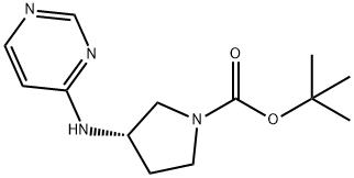 TERT-ブチル (3S)-3-(ピリミジン-4-イルアミノ)ピロリジン-1-カルボキシレート 化学構造式