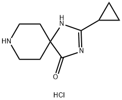 2-Cyclopropyl-1,3,8-triazaspiro[4.5]dec-1-en-4-one hydrochloride Struktur