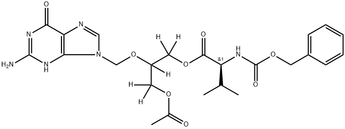 O-Acetyl N-Benzyloxycarbonyl Valganciclovir-d5 Struktur