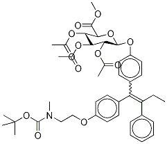 N-Boc-N-desmethyl-4-hydroxy Tamoxifen 2,3,4,6-Tetra-O-acetyl-β-D-glucuronide Methyl Ester (E/Z Mixture), , 结构式