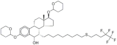 7-[9-[(4,4,5,5,5-Pentafluoropentyl)sulfenyl]nonyl]estra-1,3,5(10)-triene-6-ol-3,17β-bis-(O-tetrahydro-2H-pyran-2-yl),,结构式