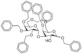 Benzyl 4,6-O-Benzylidene-3-O-(2,3,4,6-tetra-O-benzyl-α-D-Galactopyranosyl)-D-galactopyranoside,,结构式